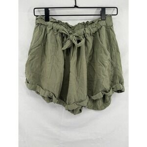 Urban Rebel Olive Green Paperbag Waist Shorts Rayon Cuffed Plus Size 2X